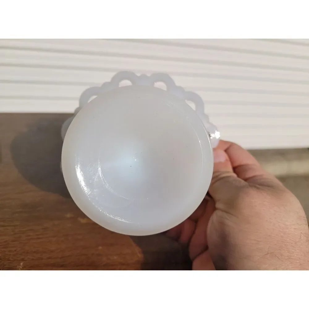 Vintage Opaque White Milk Glass Candy Dish & Tapered Nesting Bowl Set